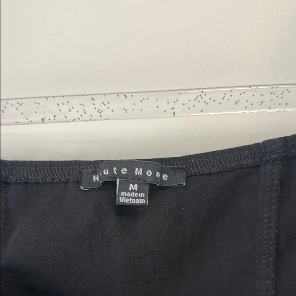 Haute Monde Sz Medium Black Puff Sleeve Lace-Up Crop Top - Picture 6 of 9